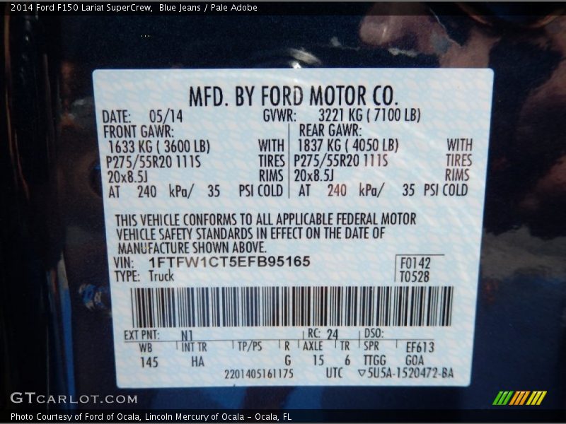Blue Jeans / Pale Adobe 2014 Ford F150 Lariat SuperCrew