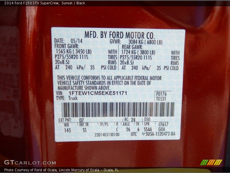 Sunset / Black 2014 Ford F150 STX SuperCrew