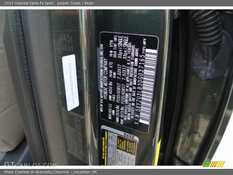 Juniper Green / Beige 2013 Hyundai Santa Fe Sport