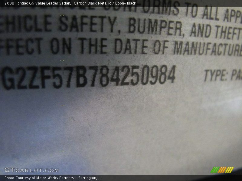 Carbon Black Metallic / Ebony Black 2008 Pontiac G6 Value Leader Sedan