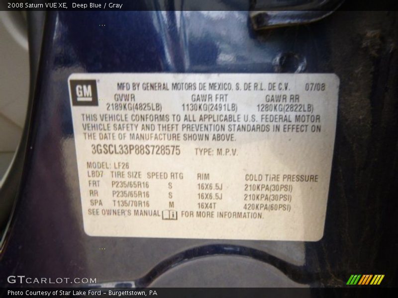 Deep Blue / Gray 2008 Saturn VUE XE