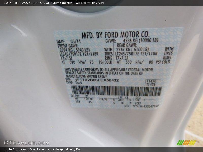 Oxford White / Steel 2015 Ford F250 Super Duty XL Super Cab 4x4