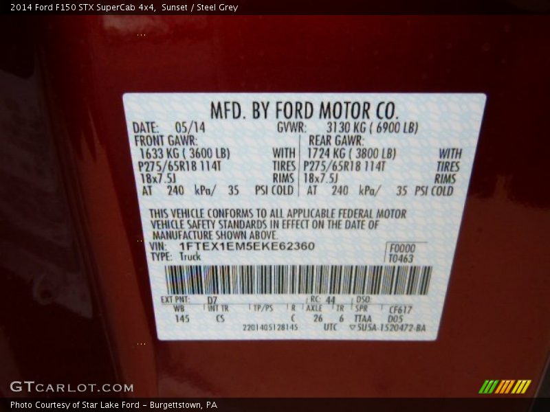 Sunset / Steel Grey 2014 Ford F150 STX SuperCab 4x4