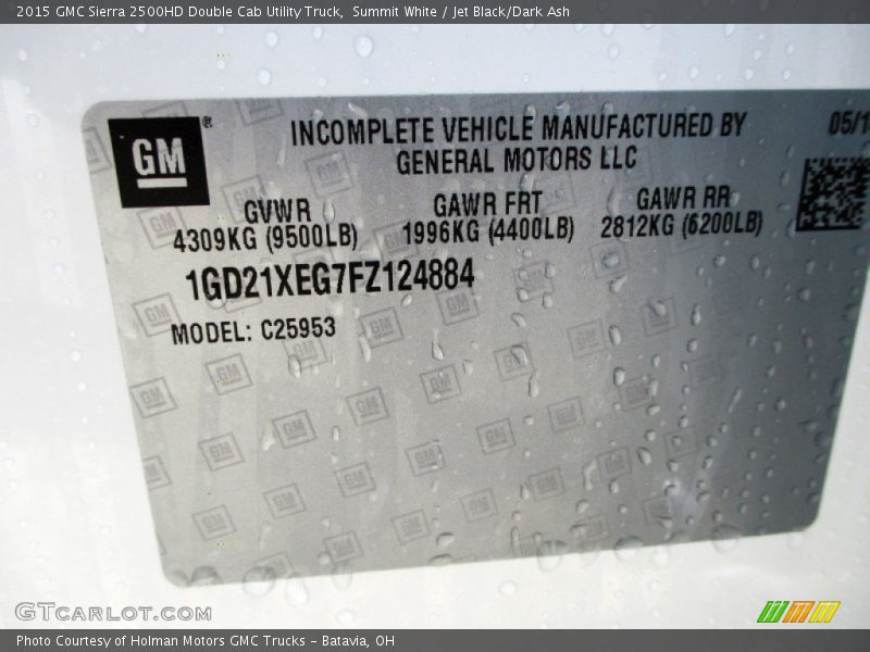 Summit White / Jet Black/Dark Ash 2015 GMC Sierra 2500HD Double Cab Utility Truck