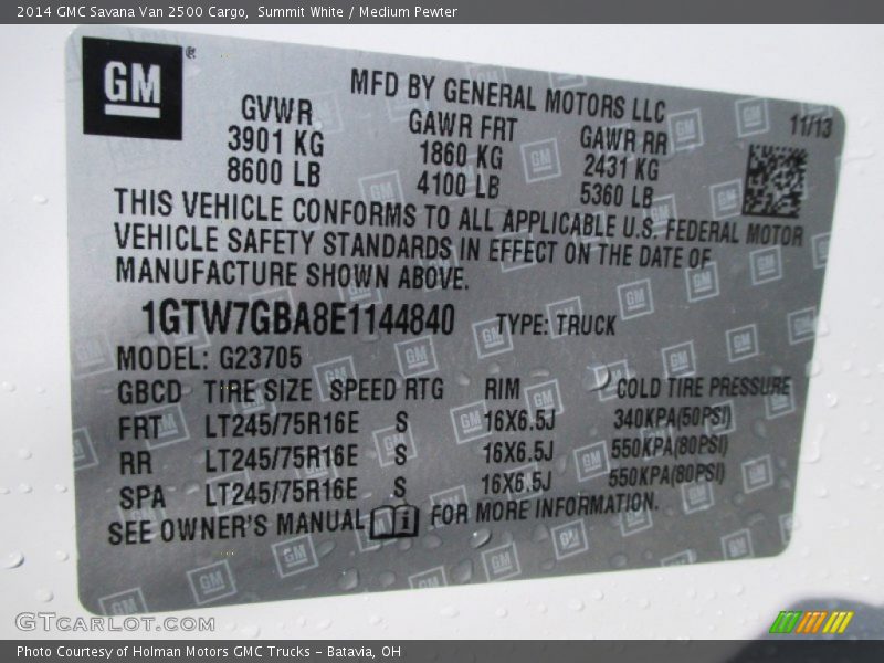 Summit White / Medium Pewter 2014 GMC Savana Van 2500 Cargo