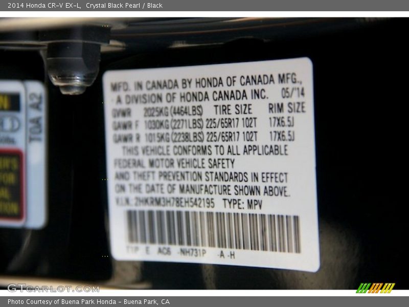 Crystal Black Pearl / Black 2014 Honda CR-V EX-L
