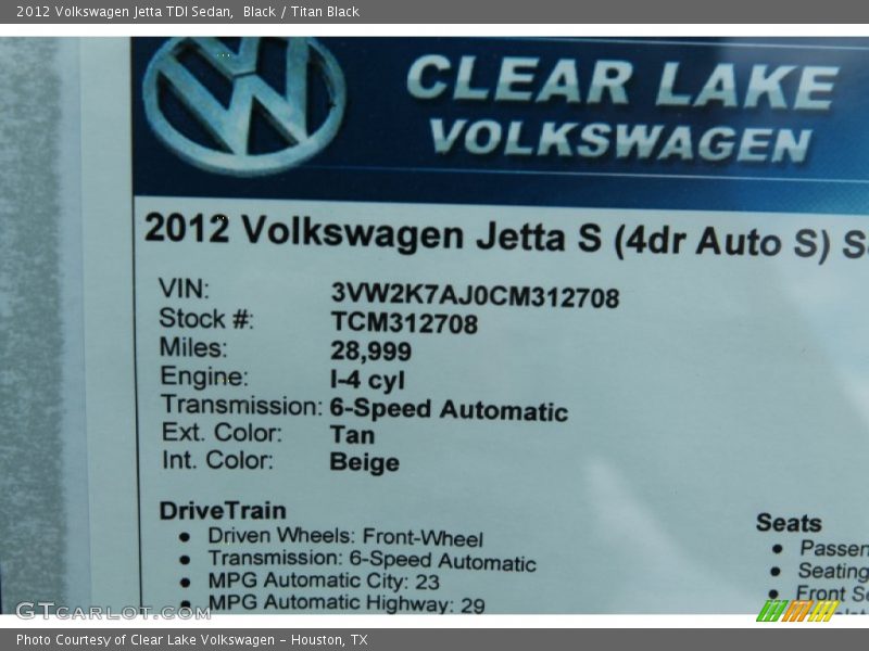 Black / Titan Black 2012 Volkswagen Jetta TDI Sedan