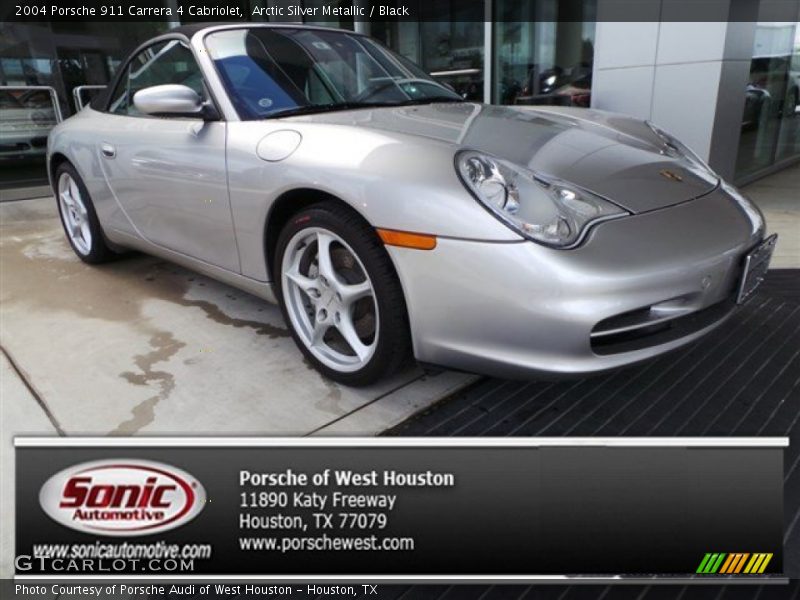 Arctic Silver Metallic / Black 2004 Porsche 911 Carrera 4 Cabriolet