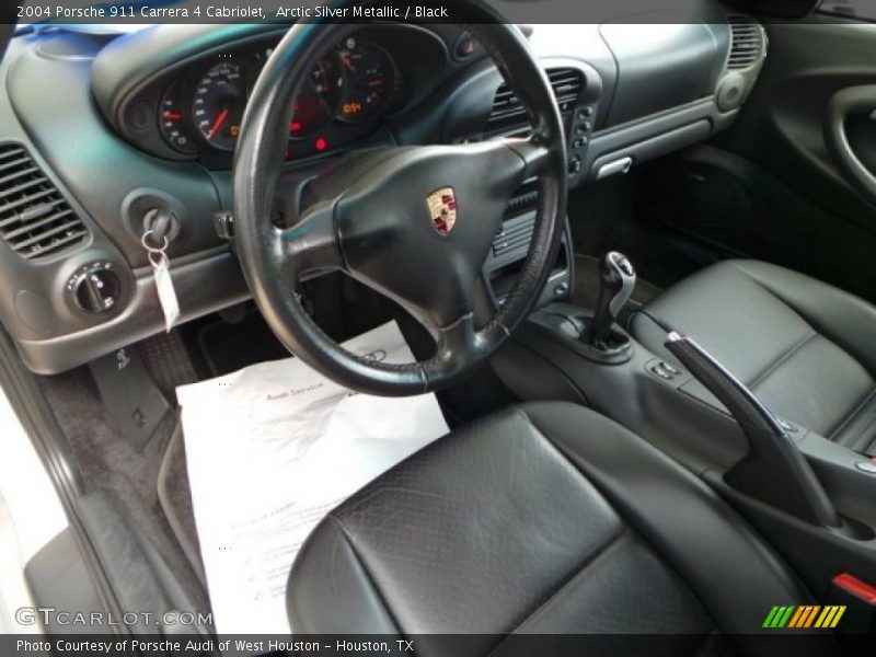 Arctic Silver Metallic / Black 2004 Porsche 911 Carrera 4 Cabriolet