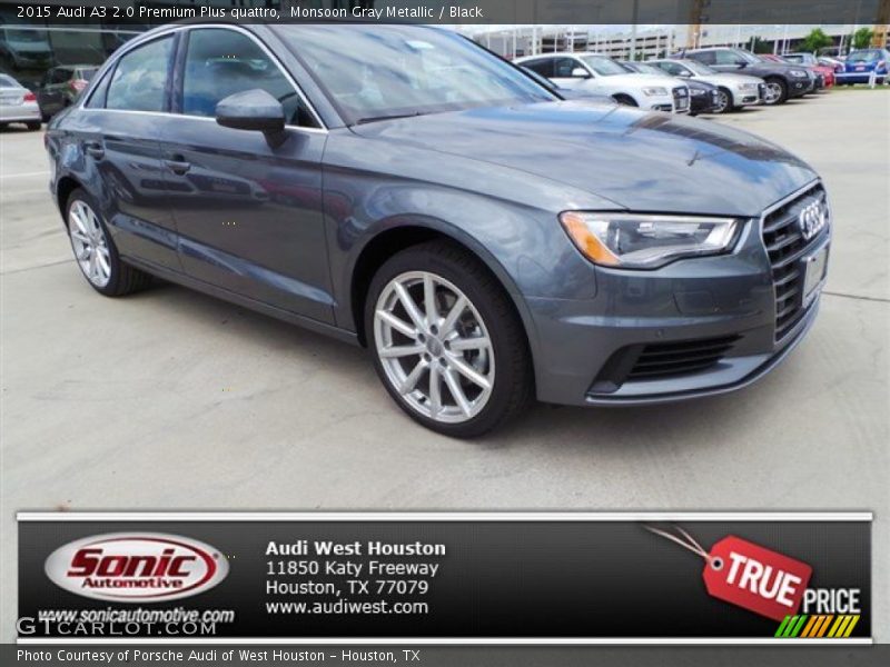 Monsoon Gray Metallic / Black 2015 Audi A3 2.0 Premium Plus quattro
