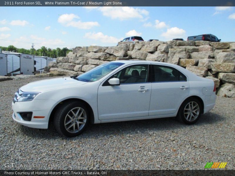 White Platinum Tri-Coat / Medium Light Stone 2011 Ford Fusion SEL