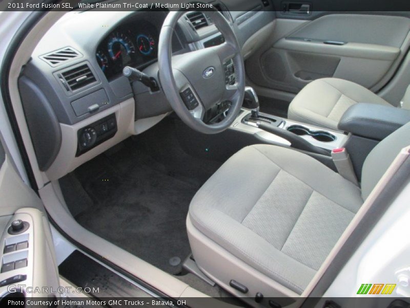 White Platinum Tri-Coat / Medium Light Stone 2011 Ford Fusion SEL