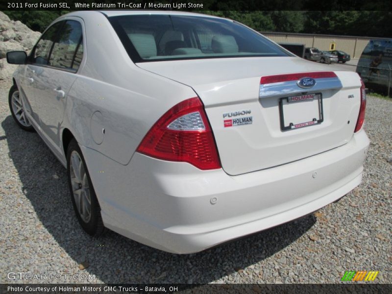 White Platinum Tri-Coat / Medium Light Stone 2011 Ford Fusion SEL