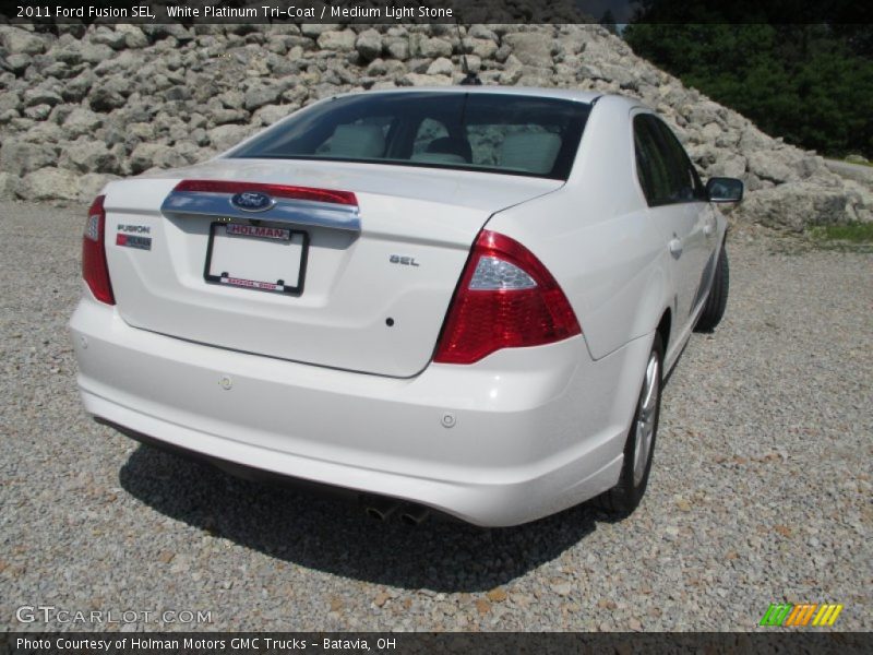 White Platinum Tri-Coat / Medium Light Stone 2011 Ford Fusion SEL