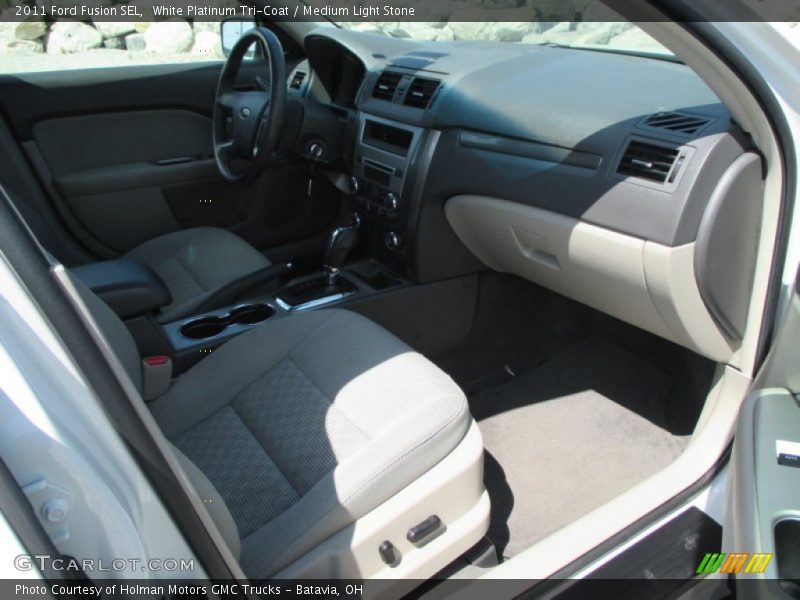 White Platinum Tri-Coat / Medium Light Stone 2011 Ford Fusion SEL