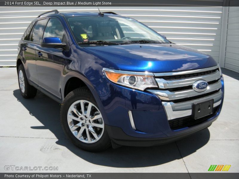 Deep Impact Blue / Medium Light Stone 2014 Ford Edge SEL