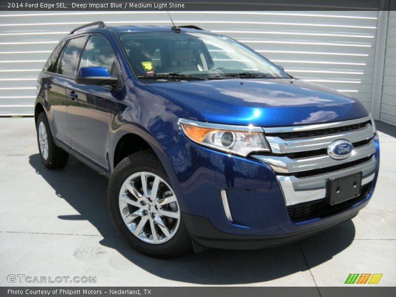 Deep Impact Blue / Medium Light Stone 2014 Ford Edge SEL