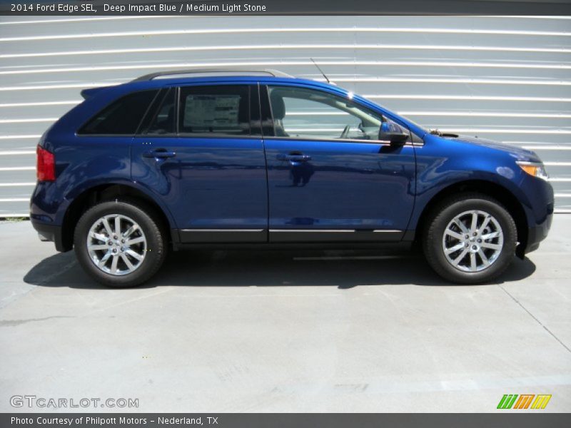 Deep Impact Blue / Medium Light Stone 2014 Ford Edge SEL