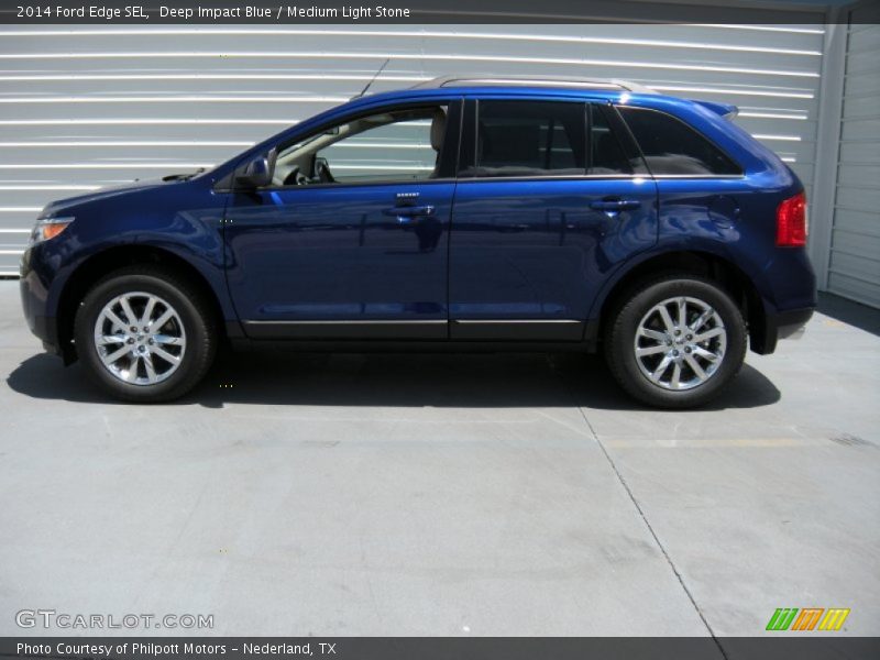 Deep Impact Blue / Medium Light Stone 2014 Ford Edge SEL