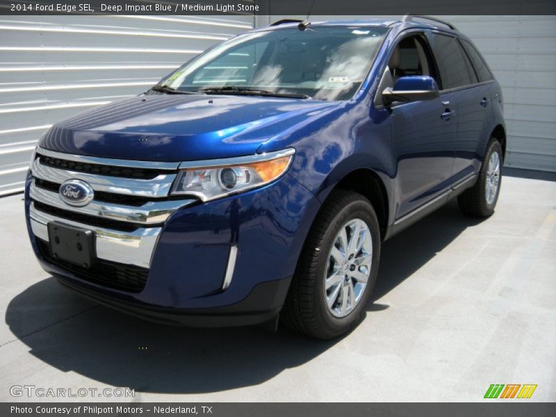 Deep Impact Blue / Medium Light Stone 2014 Ford Edge SEL