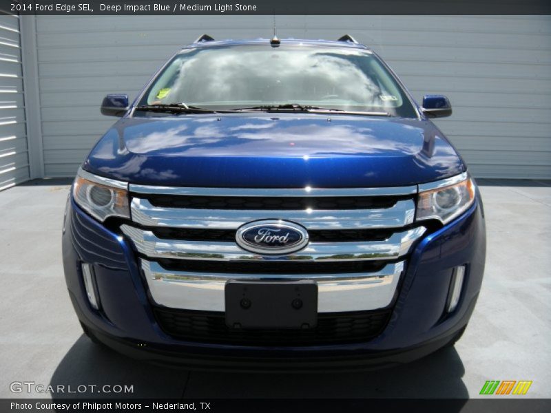 Deep Impact Blue / Medium Light Stone 2014 Ford Edge SEL
