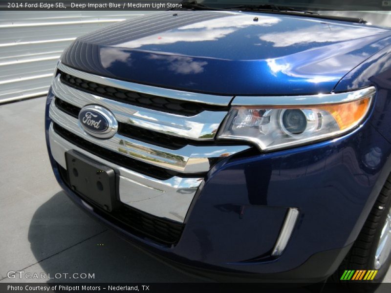 Deep Impact Blue / Medium Light Stone 2014 Ford Edge SEL