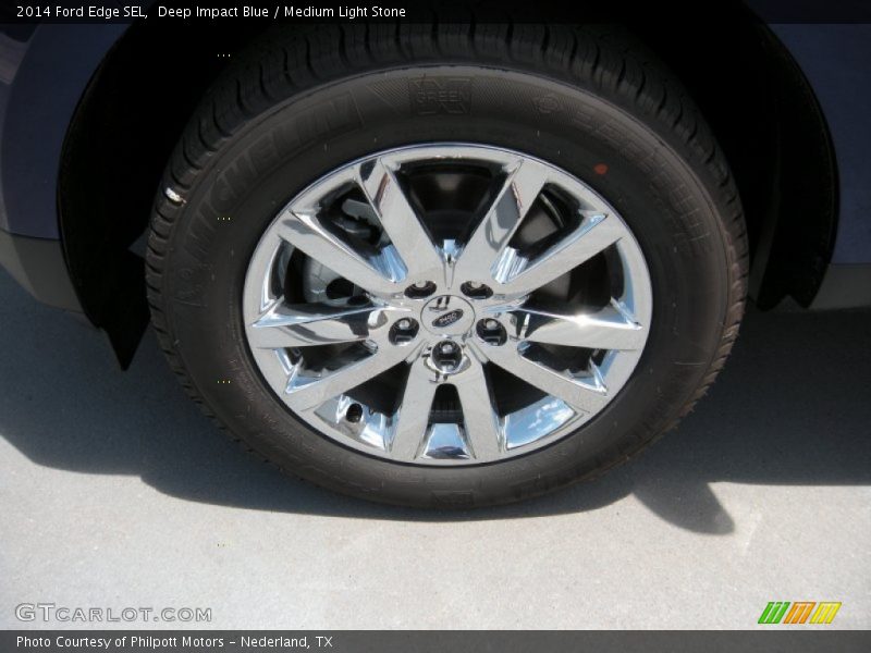 Deep Impact Blue / Medium Light Stone 2014 Ford Edge SEL
