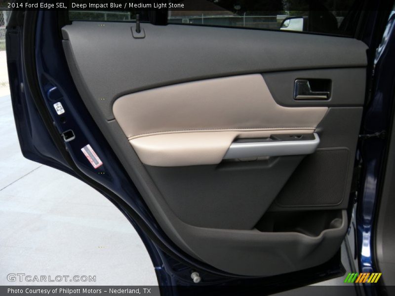 Deep Impact Blue / Medium Light Stone 2014 Ford Edge SEL