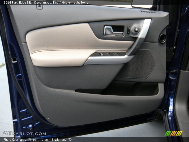 Deep Impact Blue / Medium Light Stone 2014 Ford Edge SEL