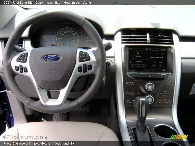Deep Impact Blue / Medium Light Stone 2014 Ford Edge SEL