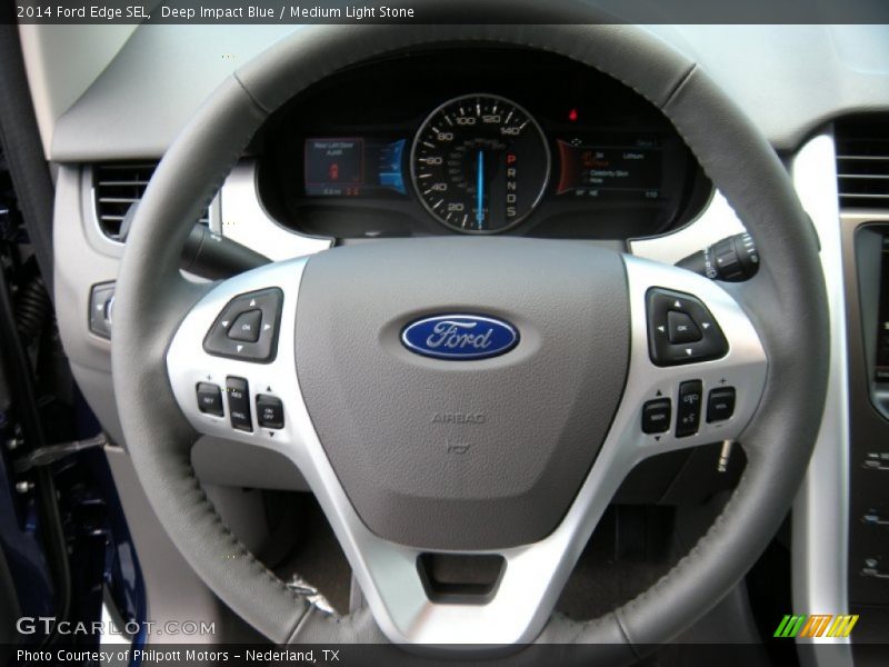 Deep Impact Blue / Medium Light Stone 2014 Ford Edge SEL