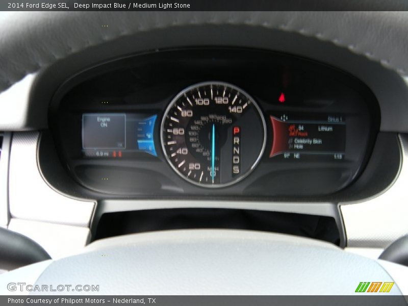 Deep Impact Blue / Medium Light Stone 2014 Ford Edge SEL