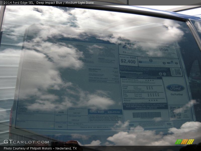 Deep Impact Blue / Medium Light Stone 2014 Ford Edge SEL