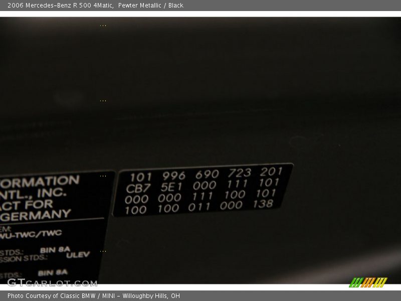 Pewter Metallic / Black 2006 Mercedes-Benz R 500 4Matic