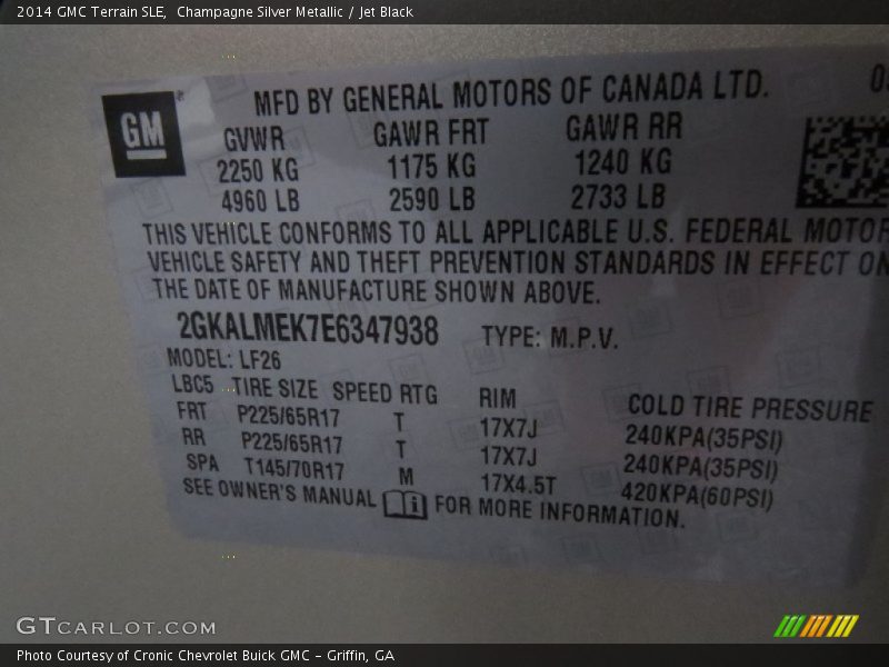 Champagne Silver Metallic / Jet Black 2014 GMC Terrain SLE
