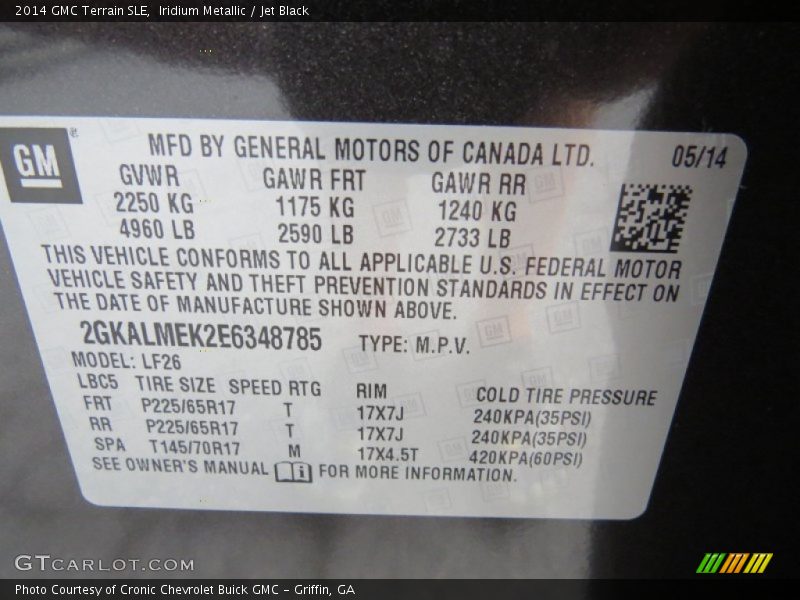 Iridium Metallic / Jet Black 2014 GMC Terrain SLE