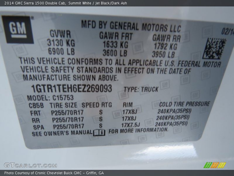 Summit White / Jet Black/Dark Ash 2014 GMC Sierra 1500 Double Cab