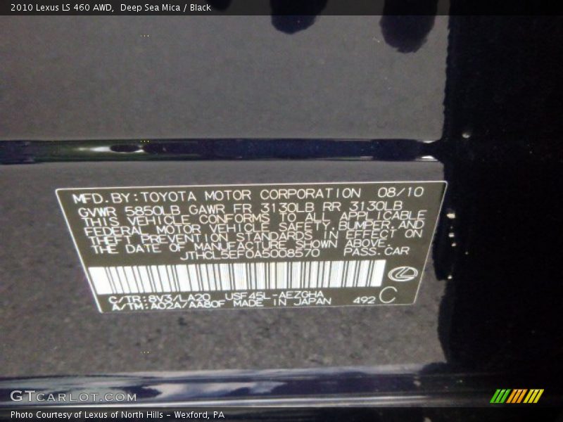 Deep Sea Mica / Black 2010 Lexus LS 460 AWD