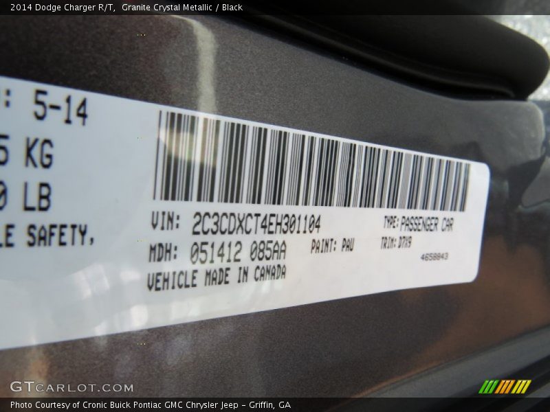 Granite Crystal Metallic / Black 2014 Dodge Charger R/T