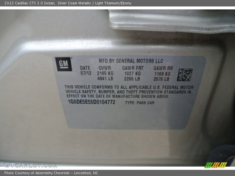 Silver Coast Metallic / Light Titanium/Ebony 2013 Cadillac CTS 3.0 Sedan