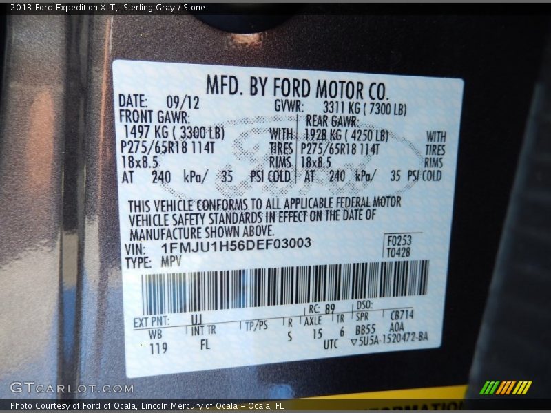 Sterling Gray / Stone 2013 Ford Expedition XLT