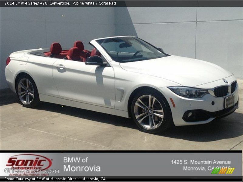 Alpine White / Coral Red 2014 BMW 4 Series 428i Convertible