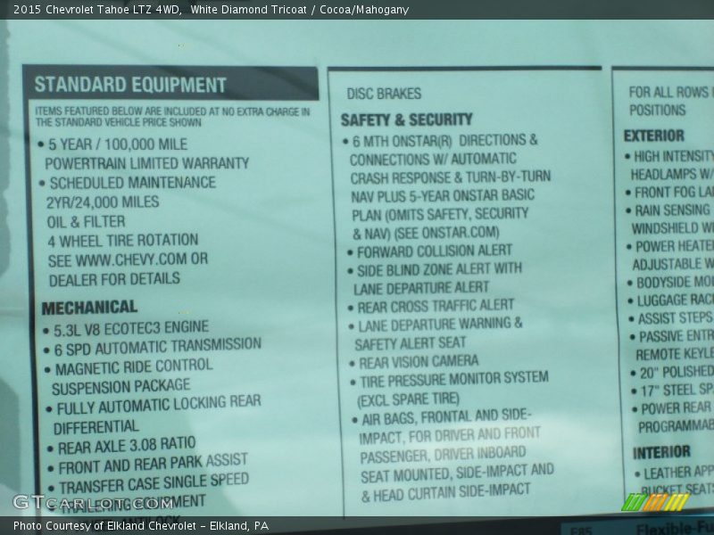 White Diamond Tricoat / Cocoa/Mahogany 2015 Chevrolet Tahoe LTZ 4WD