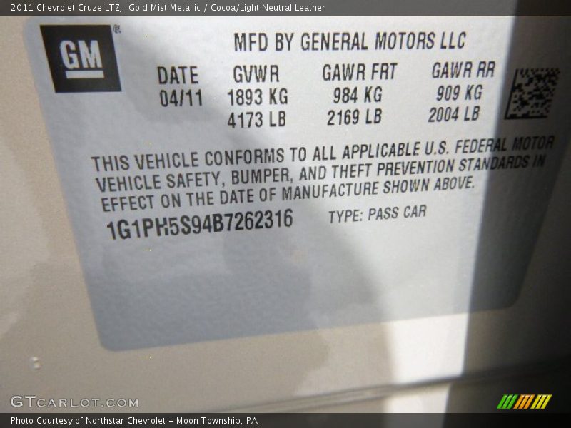 Gold Mist Metallic / Cocoa/Light Neutral Leather 2011 Chevrolet Cruze LTZ
