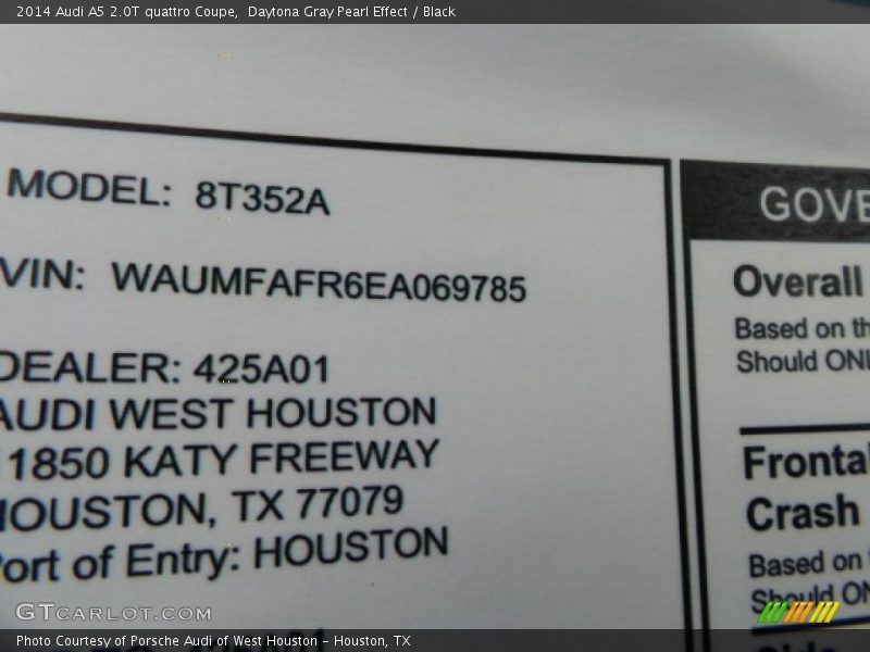 Daytona Gray Pearl Effect / Black 2014 Audi A5 2.0T quattro Coupe