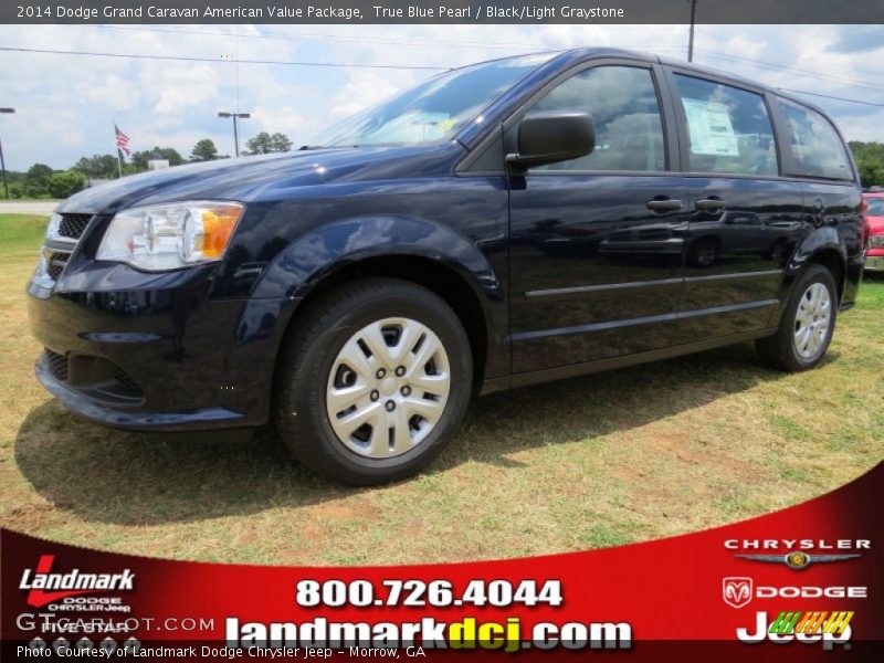 True Blue Pearl / Black/Light Graystone 2014 Dodge Grand Caravan American Value Package