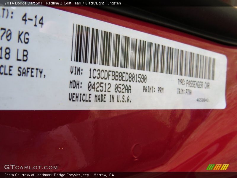 Redline 2 Coat Pearl / Black/Light Tungsten 2014 Dodge Dart SXT