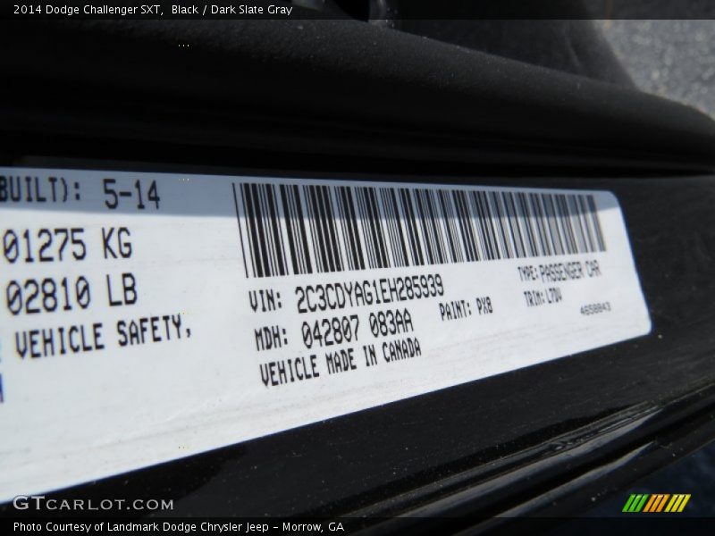 Black / Dark Slate Gray 2014 Dodge Challenger SXT