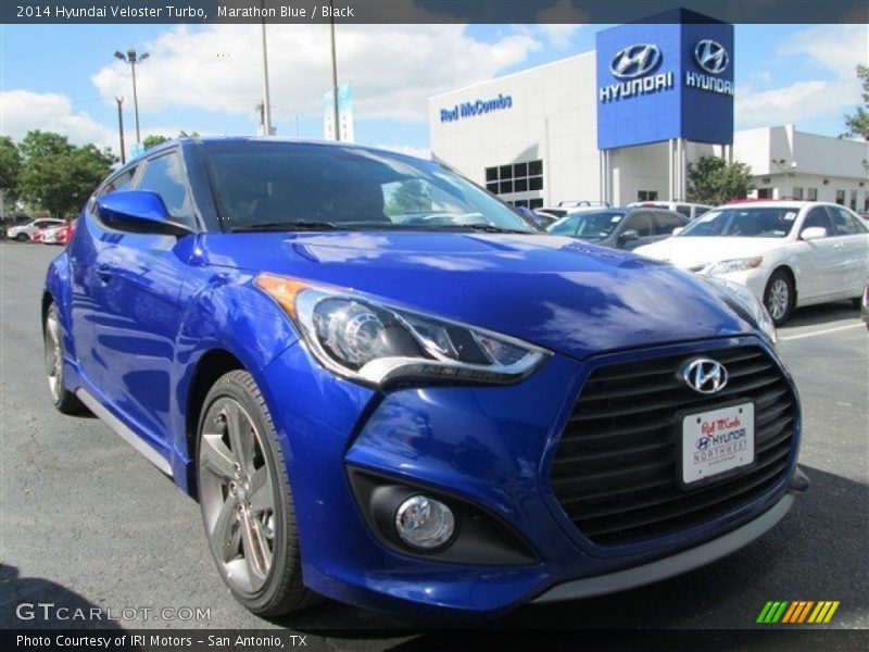 Marathon Blue / Black 2014 Hyundai Veloster Turbo