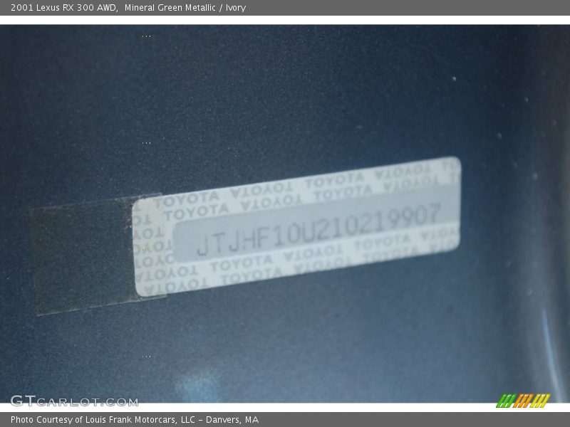 Mineral Green Metallic / Ivory 2001 Lexus RX 300 AWD